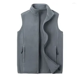 Men's Vests Autumn Winter Fleece Men Sleeveless Jackets Solid Colour Stand Collar Warm Casual Windproof Outerwear Vest Man Plus Size