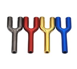 colorful top quality Y type Doule Tubes Snuff Snorter metal HOOTER HOOVER Sniff Dispenser Nasal Smoking Pipe Endurable Tobacco Pip2392577