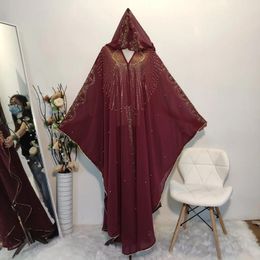 Ethnic Clothing High Quality Rhinestone With Hat Muslim Islamic Women Maxi Long Dress Dubai Abaya