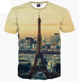 3D T shirts Europe Fashion tshirt menwomen 3d t shirt summer tops tees print City Paris Eiffel Towers short sleeve tshirt7740849