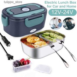 Bento Boxes Heating Lunch Box 40W Portable Lunch Warmer Food Warmer Adult Car Fast Heating Lunch Box With Leak Proof Lid US Plug L240307