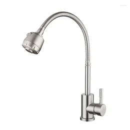 Kitchen Faucets 304 Stainless Steel Cold And Universal Pipe Faucet Lead Free Vegetable Washing Basin Rotating Sink