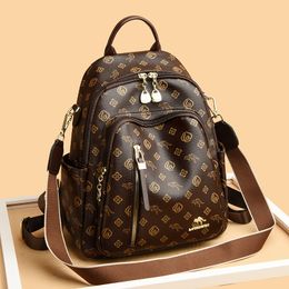 Ladies shoulder bag 4 Colours this year's popular print student backpack thickened leather fashion handbag outdoor travel sports shopping leisure backpack 791#