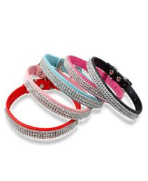 selling Rhinestone diamante dog collars fashion PU leather jewelry Pet collar Puppy Necklace 4 Sizes 5 Colors3124923