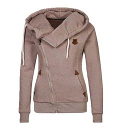 Warm Fashion Women Hoodie Asymmetric Side Zipper Drawstring Slim Long Sleeve Sweatshirt Jacket Top Coat Female 240227