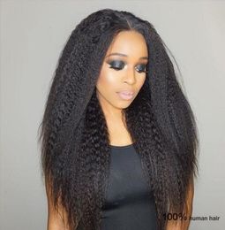 Heavy Density Kinky Straight Brazilian 8A Virgin Human Full Lace Wigs With Baby Hair Wavy Coarse Yaki Lace Front Wig For Black Wom7657988