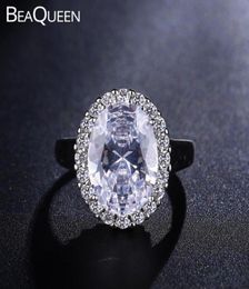 Wedding Rings BeaQueen Stunningly Big Oval Cubic Zirconia Stones Pave Round Crystal Engagement Statement Jewelry For Women R0055453094
