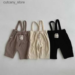 Jumpsuits Khaki Waffler Cotton Cartoon Loose Baby Rompers Straped Fashion Casual Elastic Infant Overalls Spring Summer Streetwear L240307