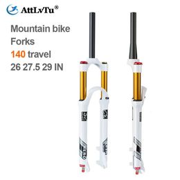 MTB Suspension Fork Bicycle Shock Absorber Road and Mountain Bike Compatible WhiteTravel 140mm Fits 26 275 29 Wheels 240228