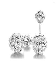 Hoop Earrings Fashion Rhinestone DoubleSided Size Shambhala Diamond Ball Ladies Spherical Small Girls Jewelry2885657