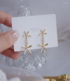 Stud 14k Real Gold Fashion Jewelry Simple Crystal Flower Exquisite Stus Earrings For Woman Holiday Party Elegant Zircon Earring3973893