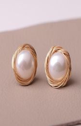 Stud Baroque Natural Pearl Smart Earrings For Women Simple Hand Making Charms Business Elegant Christmas Gift Jewellery AccessoryStu3504738