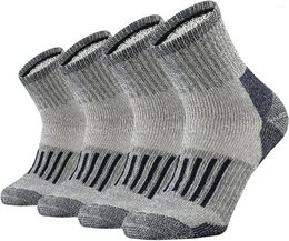 Sports Socks 4 Pairs Merino Wool Thicken Warm Hiking Cushion Crew For Men Women Moisture Wicking Euro Size