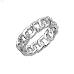 Zircon Stone Jewellery Hip Hop S925 Sterling Silver 5a Cubic Zirconia Cuban Chain Eternity Band Rings for Rocker