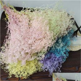 Decorative Flowers & Wreaths Decorative Flowers Wreaths 35-40G/ Dried Natural Million Babybreath Bouquet Dry Eternell Gypsophila Flowe Dhkqa