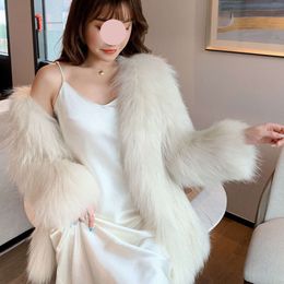 Autumn Winter Internet Famous New Imitation Raccoon Woven Coat For Women, Medium Length Haining Fur Coat, Fashionable And Youthful 230416