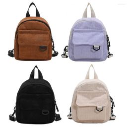 School Bags Women Mochila Fashion Solid Female Corduroy Travel Backpack For Teenager Girl Bag Simple Zipper Rucksack