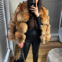 Fur Maomaokong 2023 Real Fur Coat Women Natural Raccoon Fur Jacket Luxury Winter Leather Fur Outerwears Female Clothes Fox Fur Coat