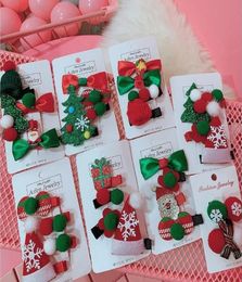 Kid Christmas Hair Clip Girls Baby Headband 4pcscard Kids Barrettes Girls Hair Bows Xmas Hair Accessories WY863w3609340