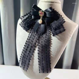 Brooches Arrival Ribbon Bow For Women Elegant Chiffon Pearl Rhinestone Tie Shirt Collar Pin Fashion Jewellery Accessories