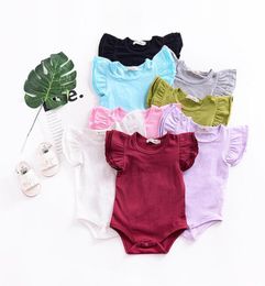 Baby romper 8 Colours Baby girls boys flutter sleeve romper infant ruffle sleeves jumpsuit fashion boutique kids climbing clothes F2097067