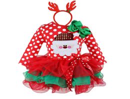 16T Santa Claus Christmas Dress Kids Party New Year Costume Winter Snowman Baby Girl Clothes Christmas Tree Children Clothing2377768