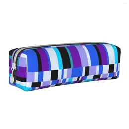 Cosmetic Bags Stripe Style Leather Pencil Bag Small Cases Cute Simple Pen Storage School Supplies Stationery Gift