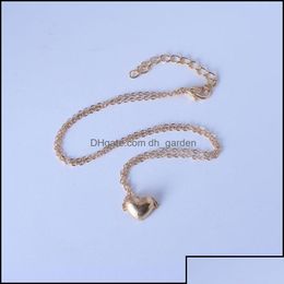 Pendant Necklaces Pendants Jewelry Small Peach Heart Love Necklace Clavicle Chain Women Sweet Fashion Simple Set Summer Drop Delivery Dh2Oe