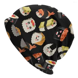 Berets Sushi Kawaii Sea Food Bonnet Hats Knitting Vintage Outdoor Cute Panda Skullies Beanies Hat Men's Women's Warm Dual-use Cap