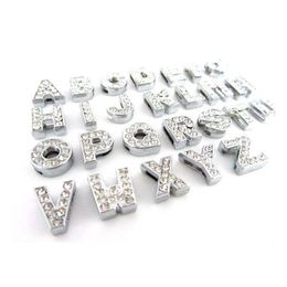 Crystal 260Pcs/Lot Diy Slide Letters With Rhinestone Charms For 10Mm 8Mm Pet Dog Collars Drop Delivery Jewellery Loose Beads Dh46A