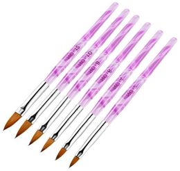 New Acrylic Handle Nail Art Flat Brush Design Dotting Painting Drawing Crystal Pen Set Carving Salon Tips Builder Manicure7898604