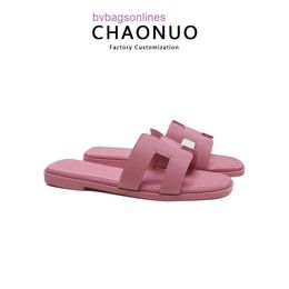 Original Slippers Womens 2024 Summer New Small Fragrant Style Flat Bottom Sandals Wearing Anti slip Outside Large Shoes