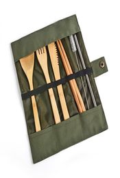 30pcs Wooden Dinnerware Sets Bamboo Teaspoon Fork Soup Spoon Knife Catering Cutlery Set with Cloth Bag Kitchen Cooking Tools Utens5798841