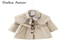 Dulce Amor Autumn Baby Girls Jacket Coat Toddler Clothes Full Sleeve Windbreak With Bow Kids Trench Coat Outerwear Coat Tops2229791