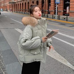 Women's Trench Coats Winter Cotton Padded Fur Parka Hooded Big Collar Down Jacket Women Thick Warm Parkas Female Outerwear