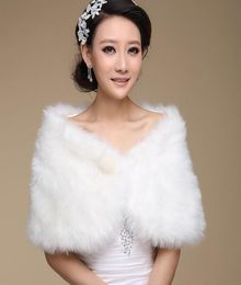 Ivory Fur Wedding Wraps Bridal Gowns Cape Bolero For Women Pearls Button Shawls Cheap2823555
