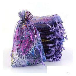 Jewellery Pouches, Bags 100 Pcs Purple Coral Fashion Organza Jewellery Gift Pouch Bags 4 Sizes Dstring Bag Drop Delivery Jewellery Jewellery P Dhjkn