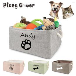 Dog Apparel Personalised Cat Toy Storage Basket Clothes Bin Pet Custom Name DIY Collapsible Box Free Print ID Accessories