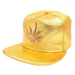 Ball Caps Doit Metal Golden Brand Leaves Mens Baseball Cap Hip Hop Leather Snapback Hats For Men Women Gorras Hombre