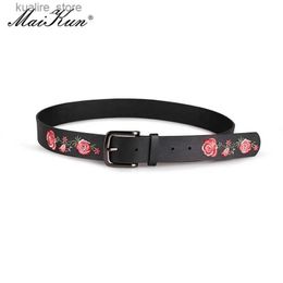Belts Maikun Flower Belt Sweet Ladies Embroidery Belt All-Match Style Female Fashion Belt L240308