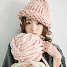Berets BomHCS Women Winter Warm Handmade Knitted Hat Coarse Lines Cable Knit Cap Beanie Crochet Gift