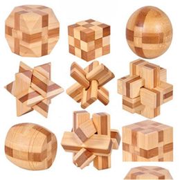 Intelligence Toys New Design Iq Brain Teaser Kong Ming Lock 3D Wooden Interlocking Burr Puzzles Game Toy For Adts Kids11 Drop Delivery Dhyfx