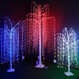 1.5M Colorful Weeping Willow Tree Light 18 Colors Changing Christmas Artificial Fairy Light Tree with Remote For Wedding Party
