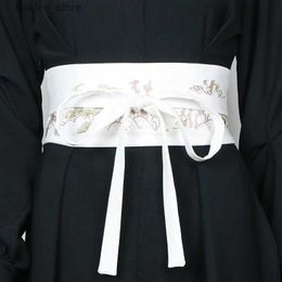 Belts 2023 Embroidery Bandage Vintage Chinese Style Hanfu Corset Women Fashion Black White Red Wide Belt For Dresses L240308