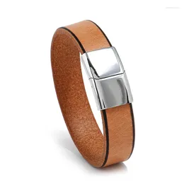 Charm Bracelets Vintage Genuine Leather Bracelet Men Stainless Steel Magnet Clasp Casual Bangles & For Women Jewelry Pulseira