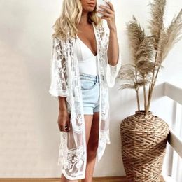 Women's Blouses Loose Vacation Cardigan Stylish Lace Embroidered Sheer Chic Versatile Outerwear For Beach Vacations Everyday