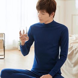 Men's Thermal Underwear Middle-aged High Collar Warm Set Thickening Plus Long Johns Suit