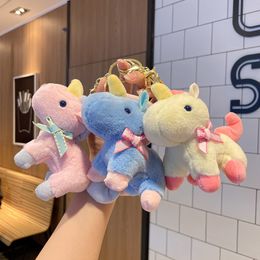 Colorful Animal Stuffed Plush Doll Key Ring Bag Pendant Grab Machine Wholesale Plush Bow Horse Keychain