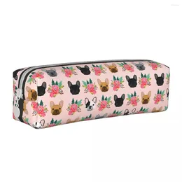 Cosmetic Bags Puppies Flowers Style Leather Pencil Bag Small Cases Cute Simple Pen Storage School Supplies Stationery Gift