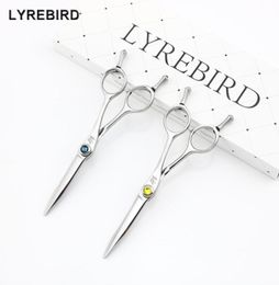 Lyrebird HIGH CLASS Hair cutting scissors Japan Hairdressing scissors 55 INCH Blue stone yellow stone NEW9621908